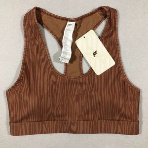 NEW Fabletics Womens Medium Sage Printed Medium Impact Sport Bras Terracotta $60